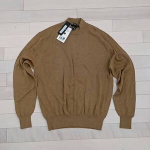 Tulliano Women's Knitwear Ribbed Trim Pullover Sweater Khaki Tan Medium